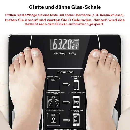 🏅56 % Rabatt🔥 Intelligente Digitalwaage für Gewicht und Körperfett 🏃‍