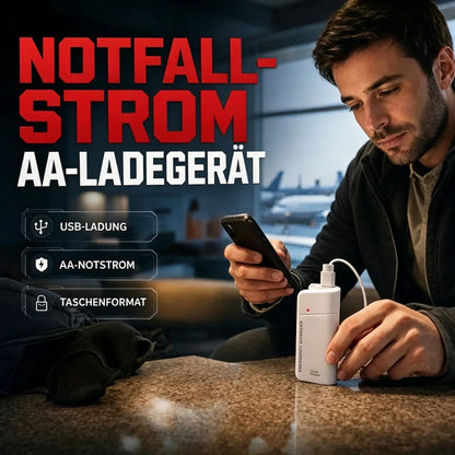 💥💥Heute 50 % Rabatt!📱🔋Tragbares Notfall-Ladegerät für Mobiltelefone – Powerbank mit AA-Batterien und LED-Taschenlampe