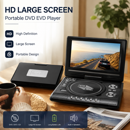 📺 7,8" HD Tragbarer DVD/EVD-Player – Großer Bildschirm, wiederaufladbar & kompatibel mit DVD/CD/USB/SD – Ideal für Zuhause & unterwegs 🔥 50 % Rabatt