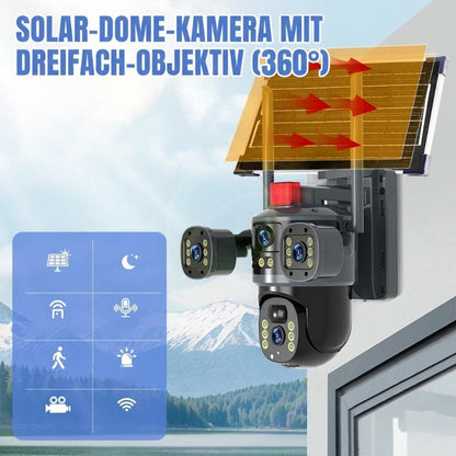 💥Neuer Verkaufsschlager🎥Solarbetriebene 360°-Kuppelkamera mit drei Objektiven✈️ Kostenloser Versand