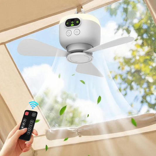 🌀 50% RABATT! ⏰ Wiederaufladbarer Deckenventilator mit LED – Akkubetrieben & kabellos – 3 Geschwindigkeiten, leiser Motor & perfekt für Camping, Pavillon oder Räume ohne Deckenanschluss 🔋