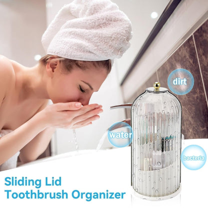 🌸 Zahnbürsten-Organizer mit Schiebedeckel – Wandmontage, staubdicht & ideal für kleine britische Badezimmer und Gäste-WCs 🏠