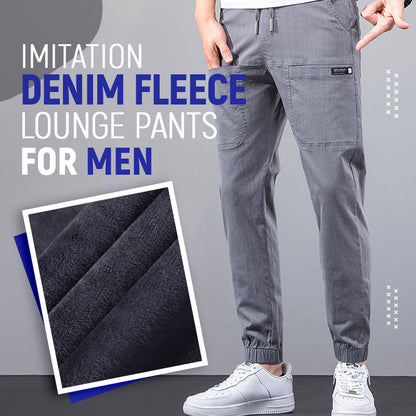 Imitasjonsdenim Fleece Loungebukser for Menn