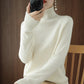 Einfarbiger Kaschmir-Strickpullover mit Rollkragen