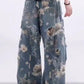 Damen lockere zerrissene Jeans mit weitem Bein