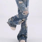 Damen lockere zerrissene Jeans mit weitem Bein