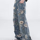 Damen lockere zerrissene Jeans mit weitem Bein