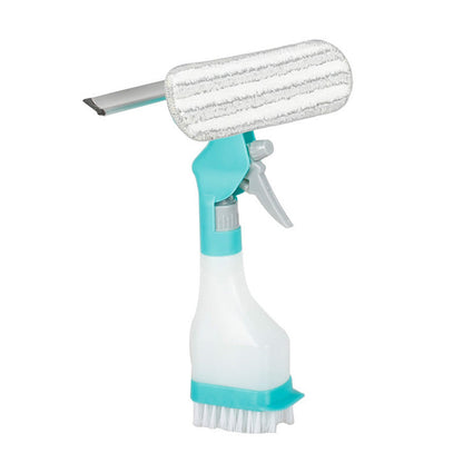 🌟🧽 4-in-1 Glasreiniger – Kombiniert Wischer, Schaber, Bürste und Sprühflasche 💦🪟✨🧼