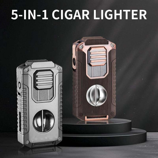 🖤Black Friday 50 % Rabatt 💥5-in-1 Nachfüllbares Zigarrenfeuerzeug mit Cutter🔥Kauf 2 Artikel versandkostenfrei🔥