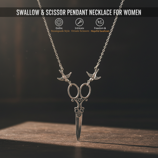 ✨ Elegante Schwalben- & Scheren-Symbol Halskette ✨