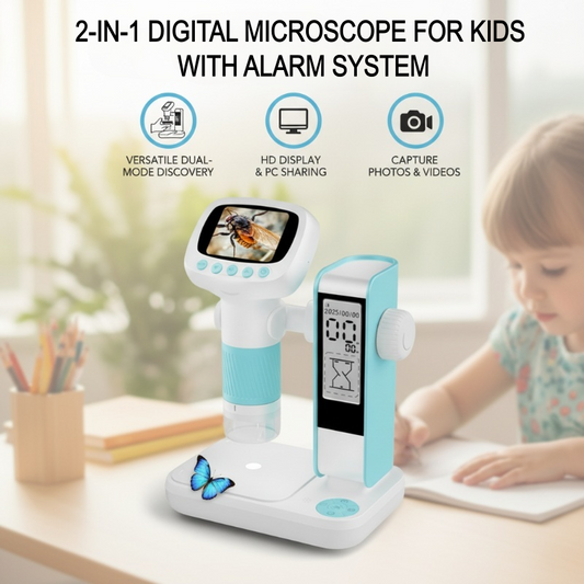 2-in-1 Digital Microscope For Kids With Alarm System