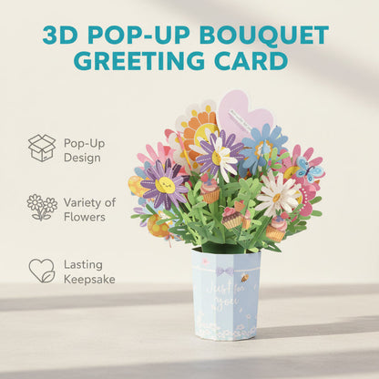 🌹 3D-Pop-up-Blumenstrauß-Grußkarte