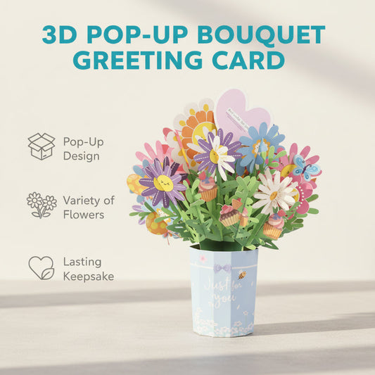 🌹 3D-Pop-up-Blumenstrauß-Grußkarte