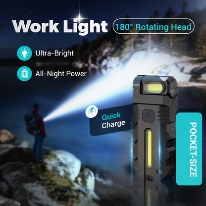 💎 53% RABATT! 💎 180° drehbare LED-Arbeitsleuchte – Zweistrahler, Magnetfuß und USB-C-Ladeanschluss