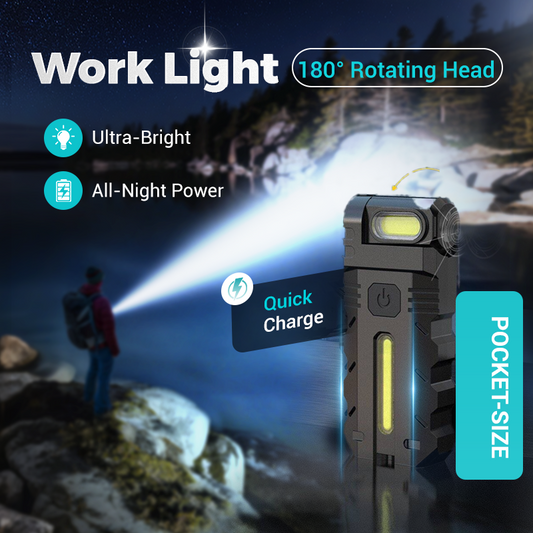 💎 53% RABATT! 💎 180° drehbare LED-Arbeitsleuchte – Zweistrahler, Magnetfuß und USB-C-Ladeanschluss