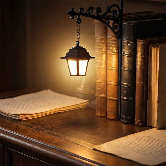 Miniatur-Retro-Straßenlaterne als Buchstützen-Lampe