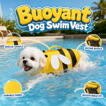 Süße Haustier-Schwimmweste mit Bienen- & Libellen-Design