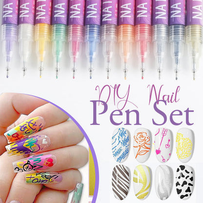 🥳💞 Über 68.000 Stück verkauft!⚡💅🎨12 Farben Nagelkunst-Stifte-Set für kreative Designs🎁