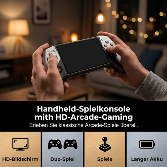 📢📢50% RABATT !!⏰Handheld-Spielekonsole – Kampfmodus für zwei Spieler, ergonomische Handhabung. 5-Zoll-HD-Bildschirm, langlebiger Akku. Der Retro-Spaß überall mit dabei! ✨🔋
