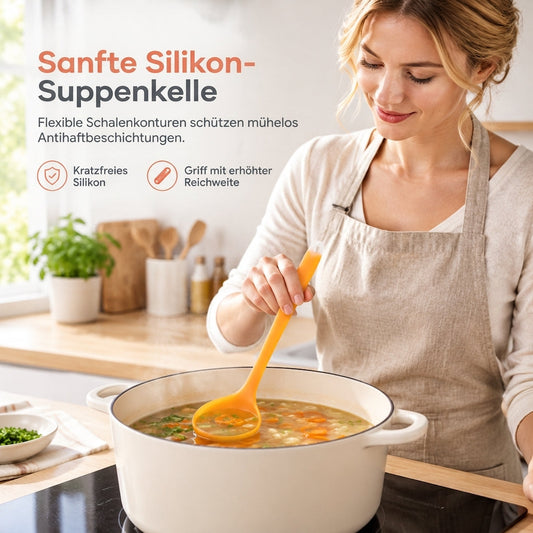 Verdickter, halbtransparenter Silikon-Suppenkelle für antihaftbeschichtete Kochgeschirre, Küchenlöffel zum Kochen