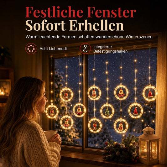 🎄 50% RABATT! Weihnachtsvorhang-Lichterkette – Fernbedienung & 8 Beleuchtungsmodi für gemütliche Festtagsfenster ✨🎁